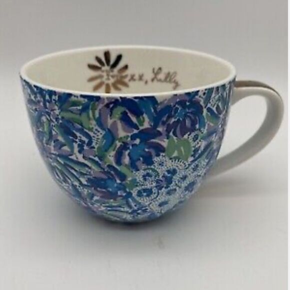 Lilly Pulitzer Ceramic Dinner Blue Coffee Mug Floral - Picture 1 of 7